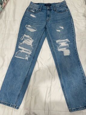 Aeropostale Light Blue Distressed Straight Leg  Mom Jeans
